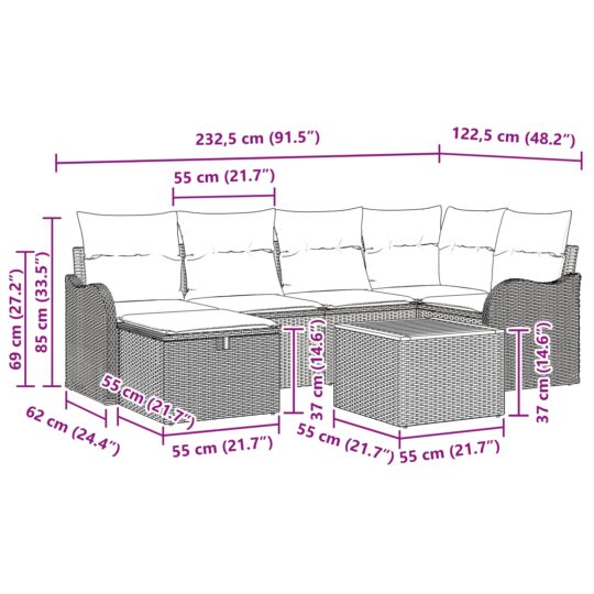 3359481 11 Set de canapele pentru grădină cu pernă 7 pcs Negru Rattan poli 3359481 11
