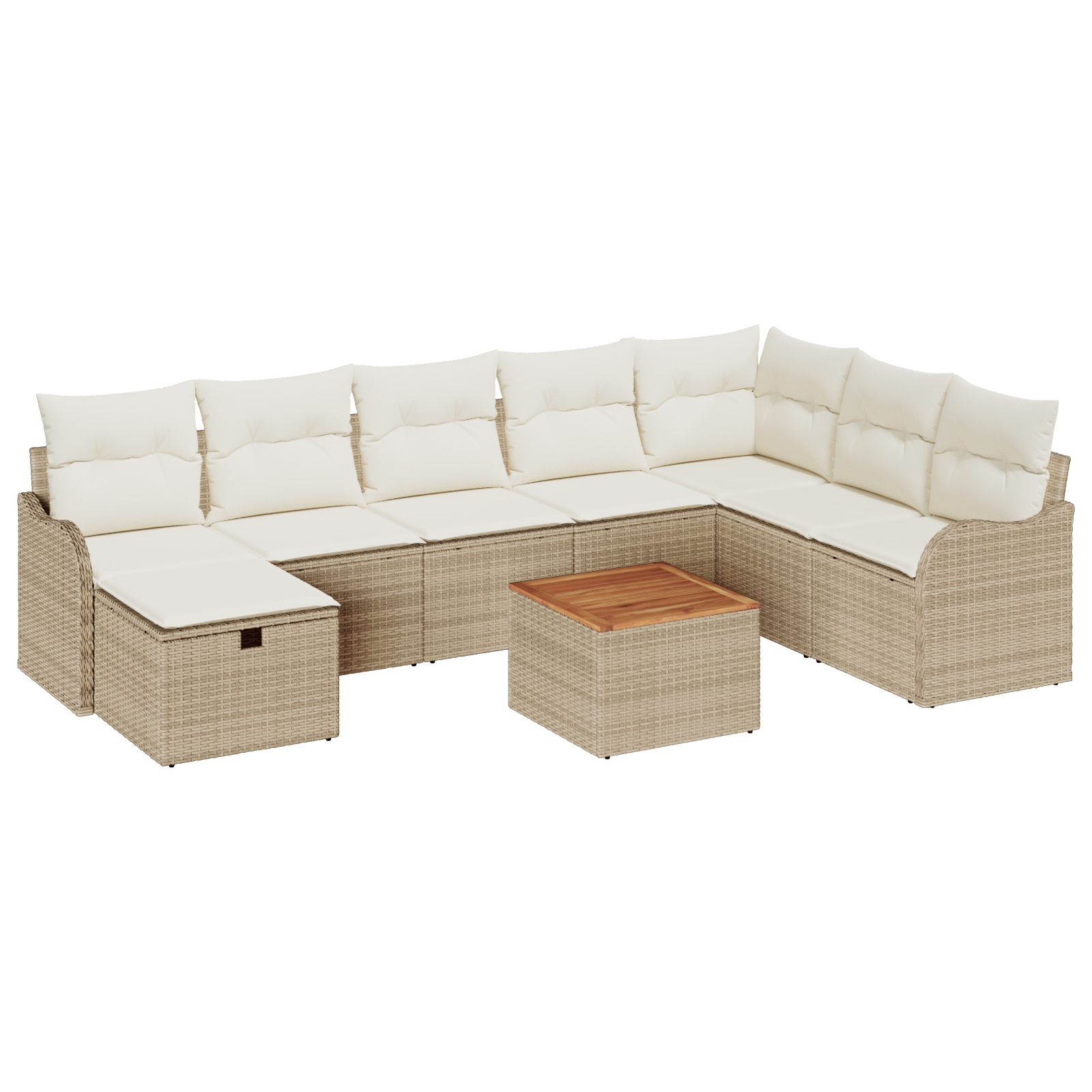 3359498 2 Set de canapele pentru grădină cu pernă 9 pcs Bej Rattan poli Set de canapele pentru grădină cu pernă 9 pcs Bej Rattan poli - imagine 2