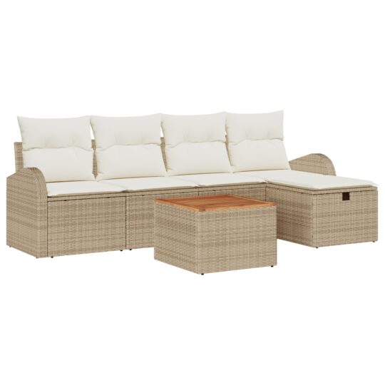 3359505 2 Set de canapele pentru grădină cu pernă 6 pcs Bej Rattan poli 3359505 2
