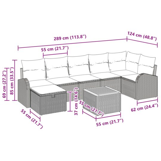 3359518 11 Set de canapele pentru grădină cu pernă 8 pcs Bej Rattan poli 3359518 11