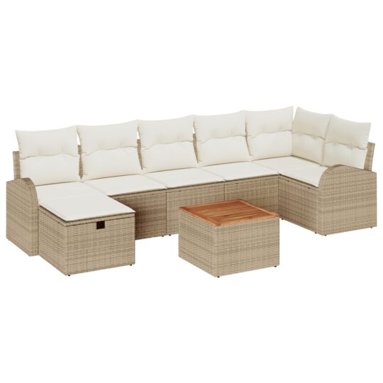 Alternative view of Set de canapele pentru grădină cu pernă 8 pcs Bej Rattan poli