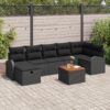 3359520 1 Set de canapele pentru grădină cu pernă 8 pcs Negru Rattan poli 3359520 1