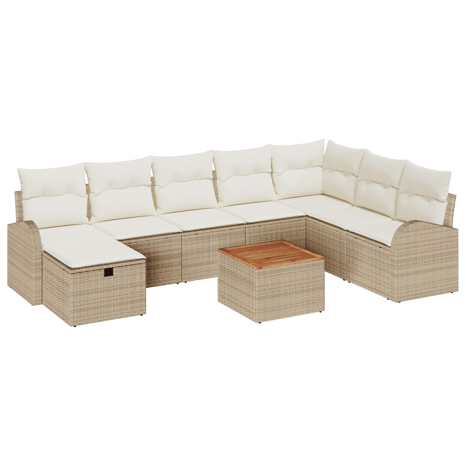 3359526 2 Set de canapele pentru grădină cu pernă 9 pcs Bej Rattan poli Set de canapele pentru grădină cu pernă 9 pcs Bej Rattan poli - imagine 2
