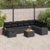 3359527 1 Set de canapele pentru grădină cu pernă 9 pcs Negru Rattan poli 3359527 1