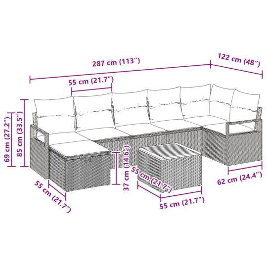3359547 11 Set de canapele pentru grădină cu pernă 8 pcs Bej Rattan poli 3359547 11