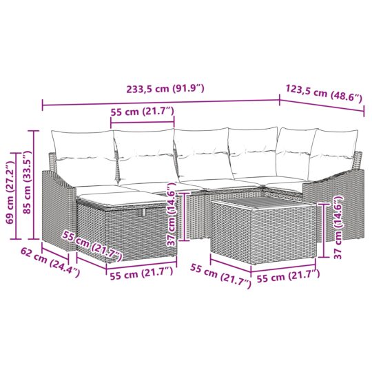 3359568 11 Set de canapele pentru grădină cu pernă 7 pcs Bej Rattan poli 3359568 11
