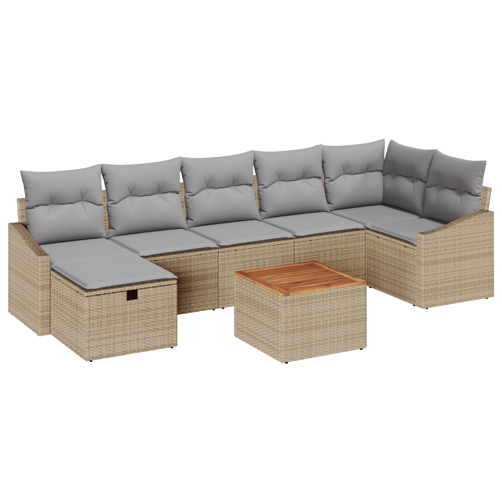 3359574 2 Set de canapele pentru grădină cu pernă 8 pcs Bej Rattan poli Set de canapele pentru grădină cu pernă 8 pcs Bej Rattan poli - imagine 2