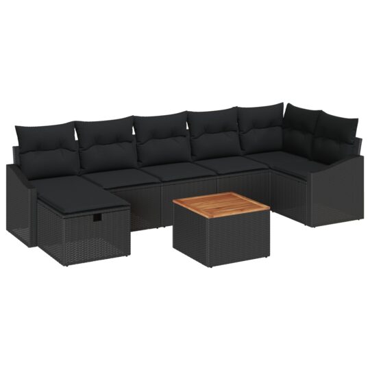 3359576 2 Set de canapele pentru grădină cu pernă 8 pcs Negru Rattan poli 3359576 2