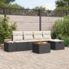 3359586 1 Set de canapele pentru grădină cu pernă 6 pcs Negru Rattan poli 3359586 1