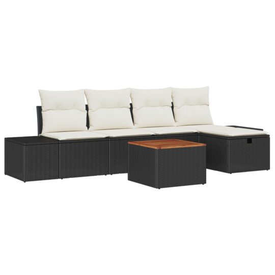 3359586 2 Set de canapele pentru grădină cu pernă 6 pcs Negru Rattan poli 3359586 2