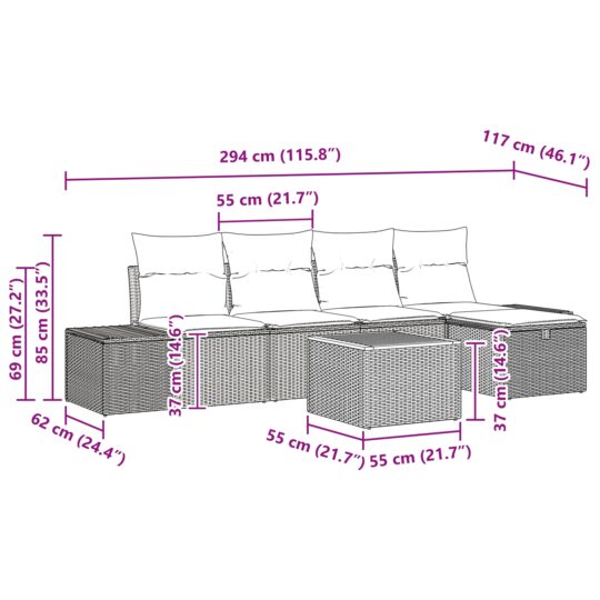 3359588 10 Set de canapele pentru grădină cu pernă 6 pcs Bej Rattan poli 3359588 10