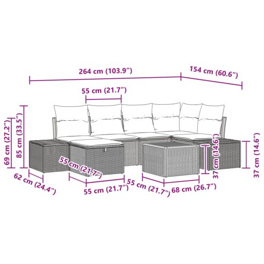 3359594 11 Set de canapele pentru grădină cu pernă 7 pcs Gri Rattan poli 3359594 11