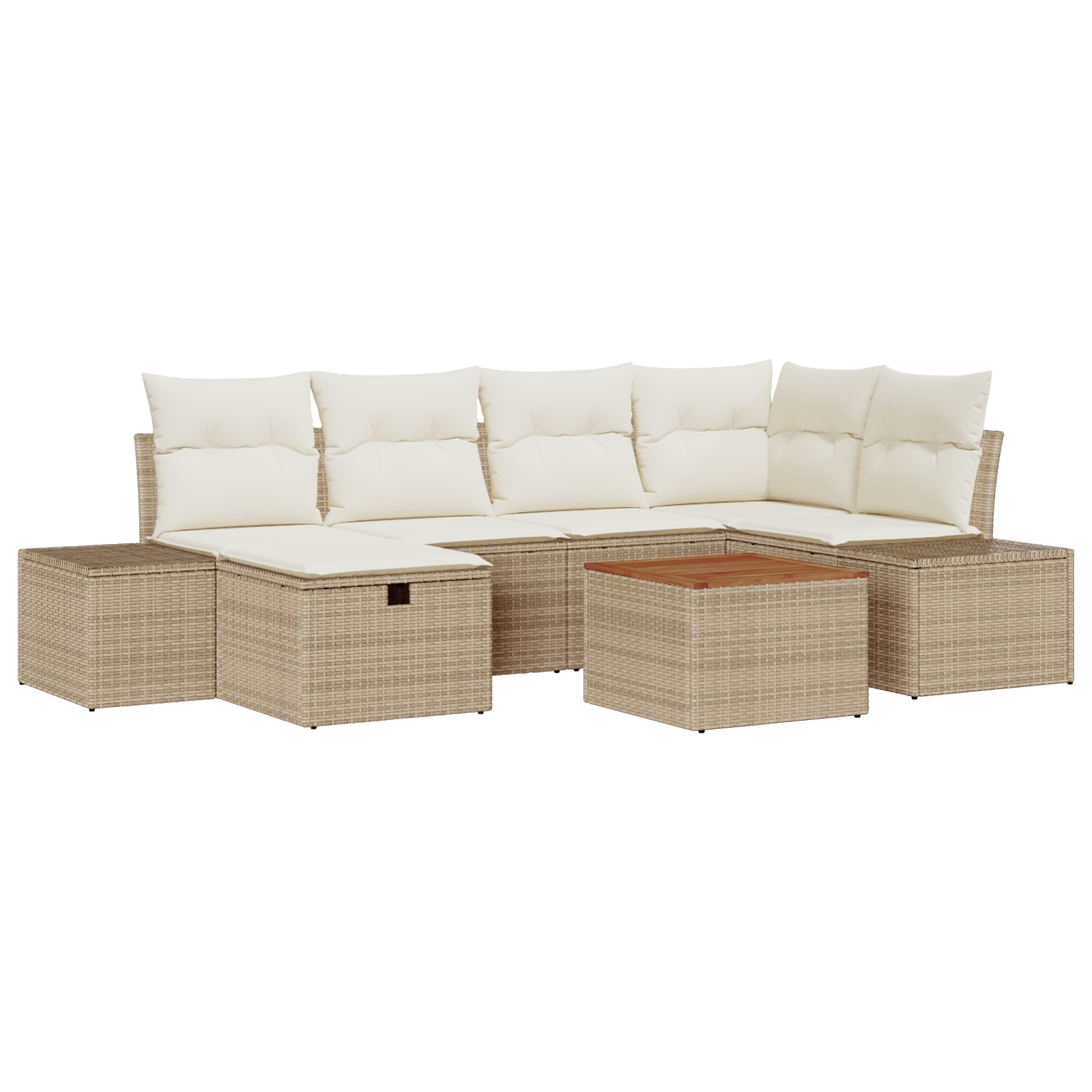 3359596 2 Set de canapele pentru grădină cu pernă 7 pcs Bej Rattan poli Set de canapele pentru grădină cu pernă 7 pcs Bej Rattan poli - imagine 2