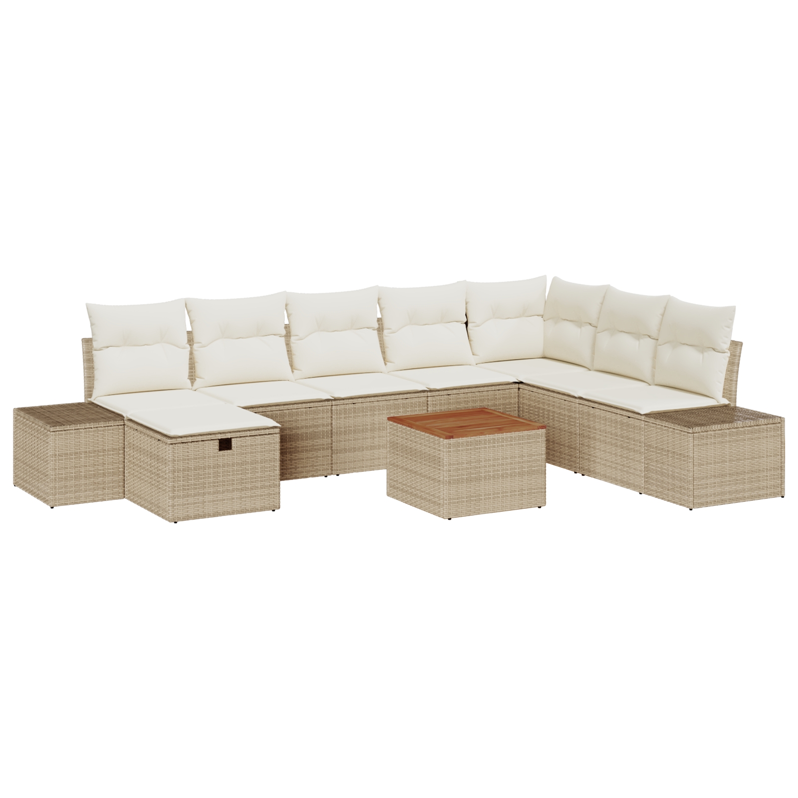 3359610 2 Set de canapele pentru grădină cu pernă 9 pcs Bej Rattan poli Set de canapele pentru grădină cu pernă 9 pcs Bej Rattan poli - imagine 2