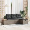 3359616 1 Set de canapele pentru grădină cu pernă 4 pcs Gri Rattan poli 3359616 1
