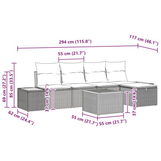 3359627 10 Set de canapele pentru grădină cu pernă 6 pcs Bej Rattan poli 3359627 10