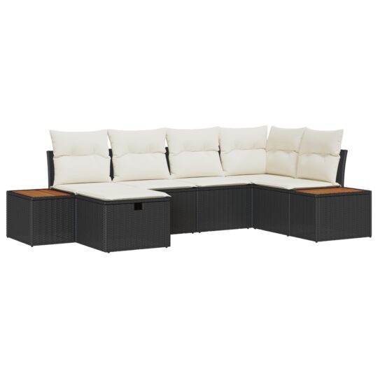Alternative view of Set de canapele pentru grădină cu pernă 6 pcs Negru Rattan poli