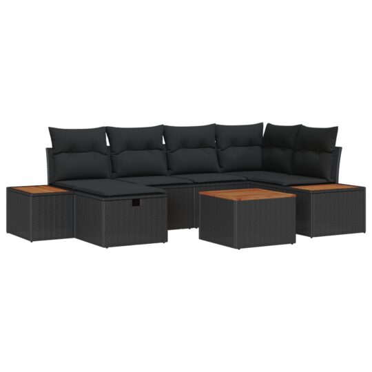 3359635 2 Set de canapele pentru grădină cu pernă 7 pcs Negru Rattan poli 3359635 2
