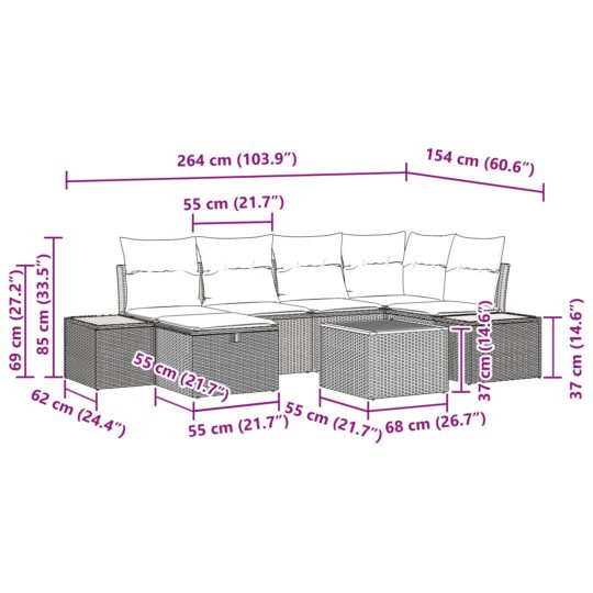 3359638 10 Set de canapele pentru grădină cu pernă 7 pcs Bej Rattan poli 3359638 10