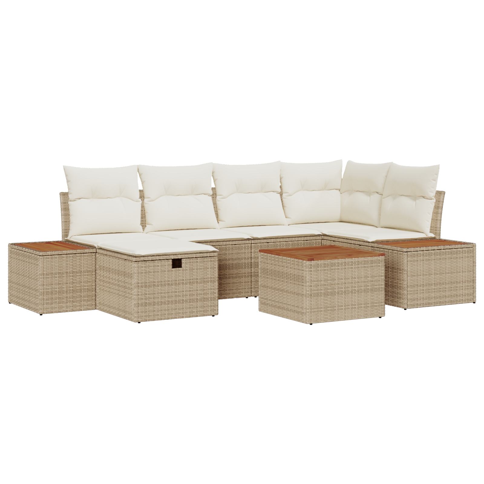 3359638 2 Set de canapele pentru grădină cu pernă 7 pcs Bej Rattan poli Set de canapele pentru grădină cu pernă 7 pcs Bej Rattan poli - imagine 2