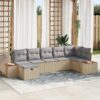 3359642 1 Set de canapele pentru grădină cu pernă 7 pcs Bej Rattan poli 3359642 1