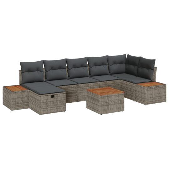 3359646 2 Set de canapele pentru grădină cu pernă 8 pcs Gri Rattan poli 3359646 2