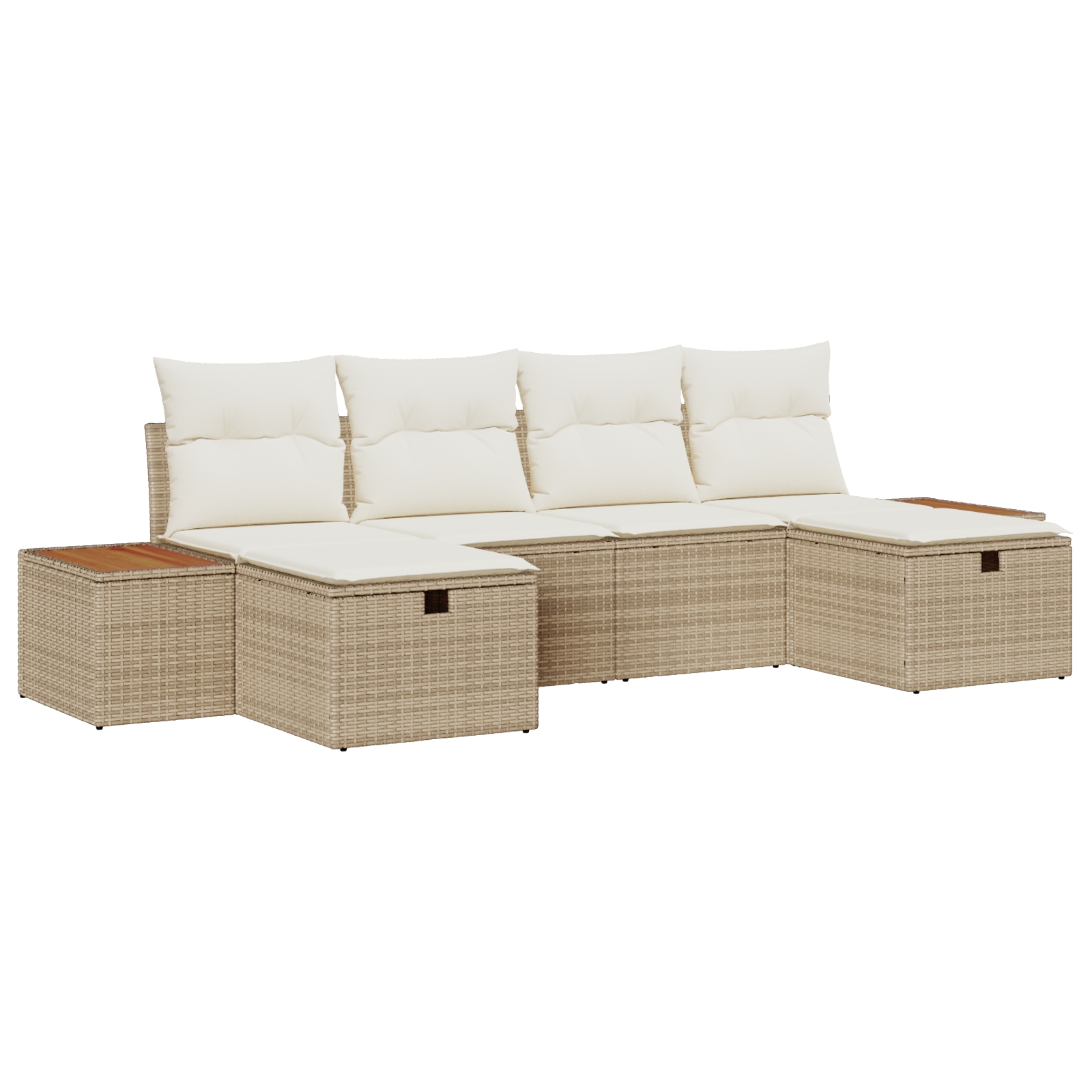 3359653 2 Set de canapele pentru grădină cu pernă 6 pcs Bej Rattan poli Set de canapele pentru grădină cu pernă 6 pcs Bej Rattan poli - imagine 2