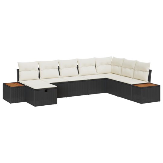 Alternative view of Set de canapele pentru grădină cu pernă 8 pcs Negru Rattan poli