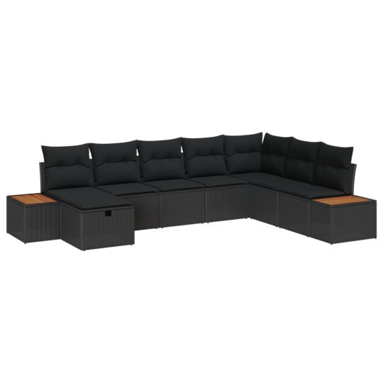 3359655 2 Set de canapele pentru grădină cu pernă 8 pcs Negru Rattan poli 3359655 2