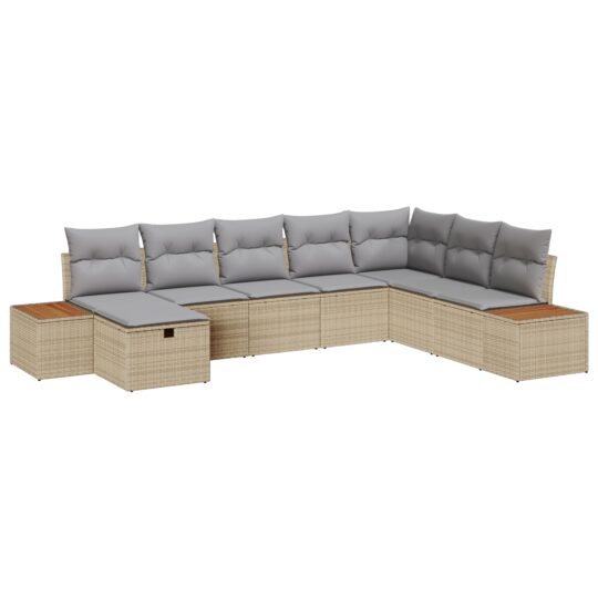 3359657 2 Set de canapele pentru grădină cu pernă 8 pcs Bej Rattan poli 3359657 2