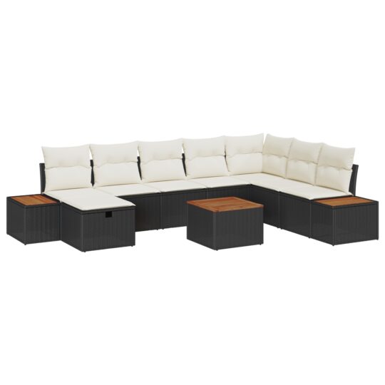 Alternative view of Set de canapele pentru grădină cu pernă 9 pcs Negru Rattan poli