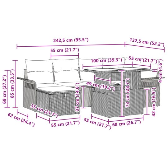 3359678 13 Set de canapele pentru grădină cu pernă 7 pcs Bej Rattan poli 3359678 13