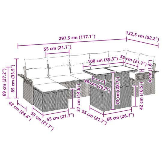 3359686 13 Set de canapele pentru grădină cu pernă 8 pcs Gri Rattan poli 3359686 13