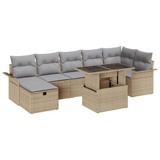 3359687 2 Set de canapele pentru grădină cu pernă 8 pcs Bej Rattan poli 3359687 2
