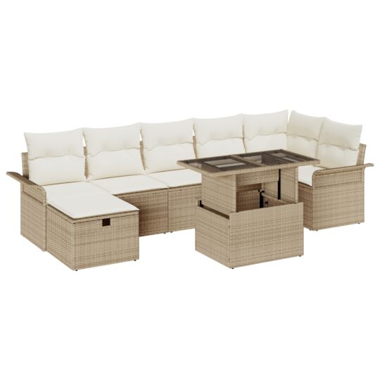 3359688 2 Set de canapele pentru grădină cu pernă 8 pcs Bej Rattan poli 3359688 2