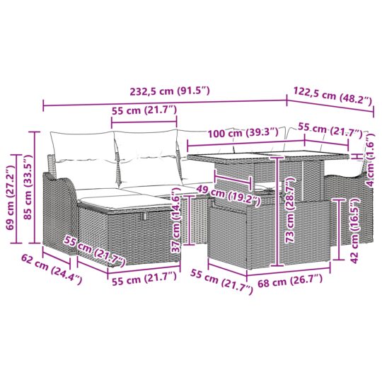 3359719 13 Set de canapele pentru grădină 7 pcs Gri deschis Rattan poli 3359719 13