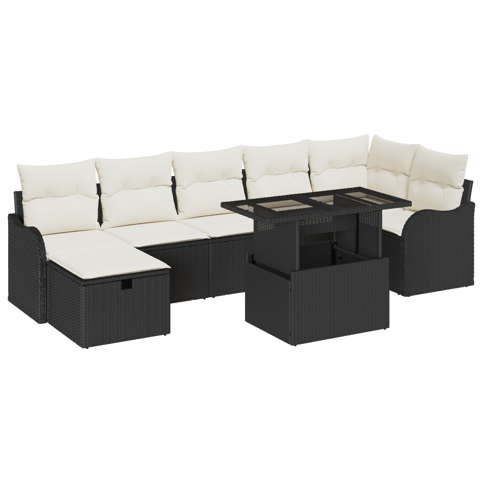 3359724 2 Set de canapele pentru grădină cu pernă 8 pcs Negru Rattan poli Set de canapele pentru grădină cu pernă 8 pcs Negru Rattan poli - imagine 2