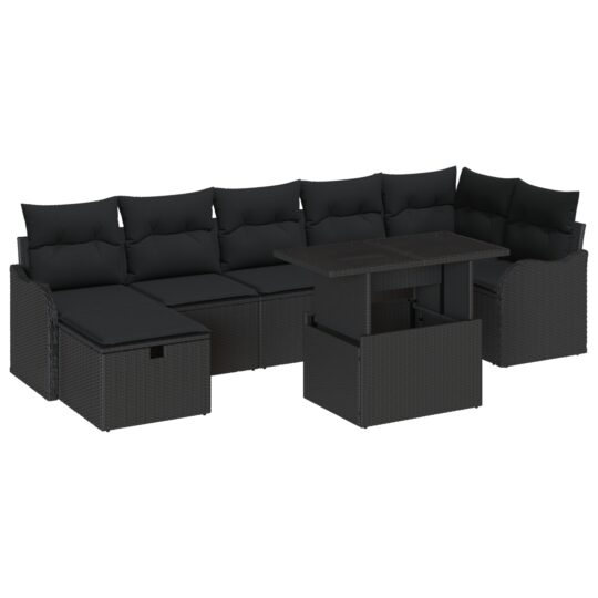 3359730 2 Set de canapele pentru grădină cu pernă 8 pcs Negru Rattan poli 3359730 2