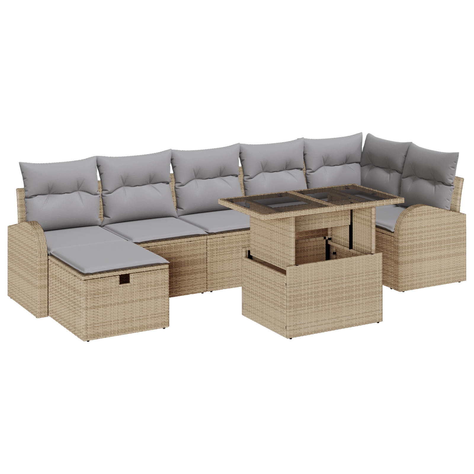 3359767 2 Set de canapele pentru grădină cu pernă 8 pcs Bej Rattan poli Set de canapele pentru grădină cu pernă 8 pcs Bej Rattan poli - imagine 2