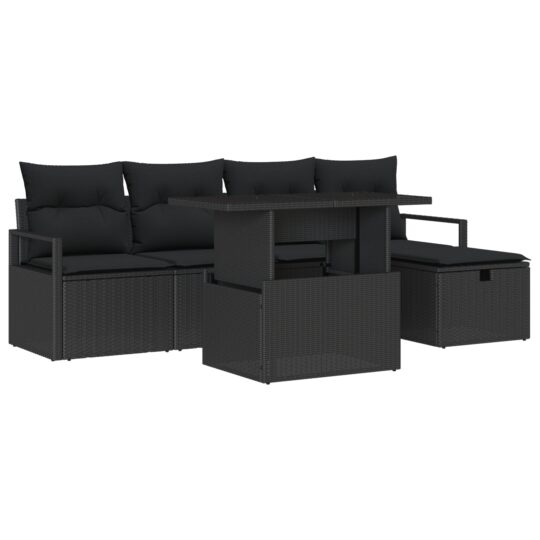 3359790 2 Set de canapele pentru grădină cu pernă 6 pcs Negru Rattan poli 3359790 2