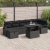 3359810 1 Set de canapele pentru grădină cu pernă 8 pcs Negru Rattan poli 3359810 1