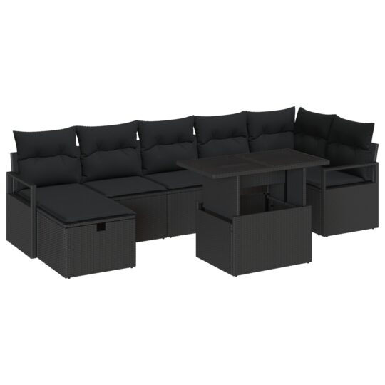 3359810 2 Set de canapele pentru grădină cu pernă 8 pcs Negru Rattan poli 3359810 2