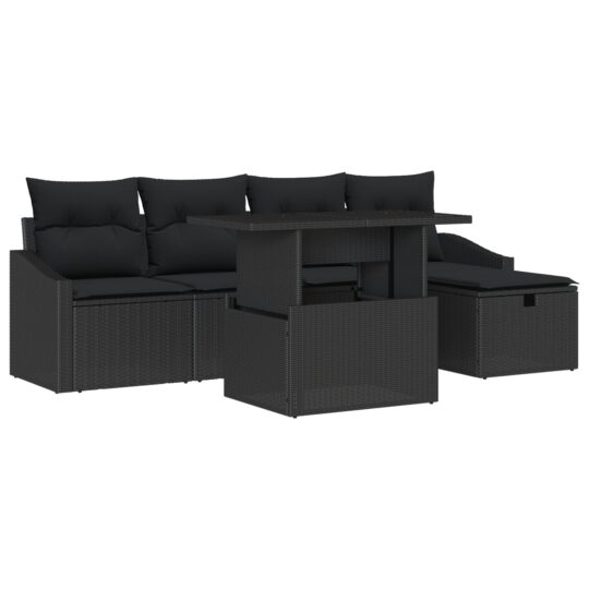 3359830 2 Set de canapele pentru grădină cu pernă 6 pcs Negru Rattan poli 3359830 2