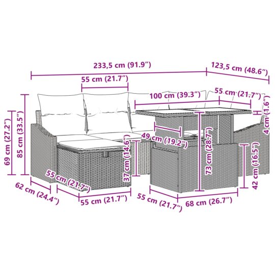 3359835 13 Set de canapele pentru grădină cu pernă 7 pcs Maro Rattan poli 3359835 13