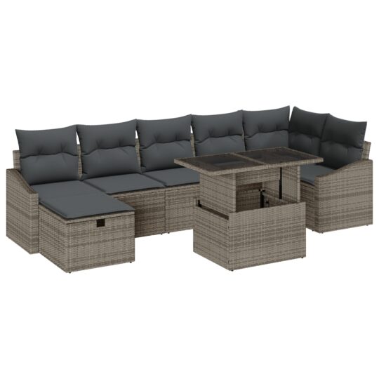 3359846 2 Set de canapele pentru grădină cu pernă 8 pcs Gri Rattan poli 3359846 2