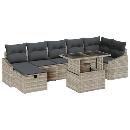 3359849 2 Set de canapele pentru grădină 8 pcs Gri deschis Rattan poli 3359849 2