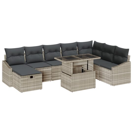 3359859 2 Set de canapele pentru grădină 9 pcs Gri deschis Rattan poli 3359859 2
