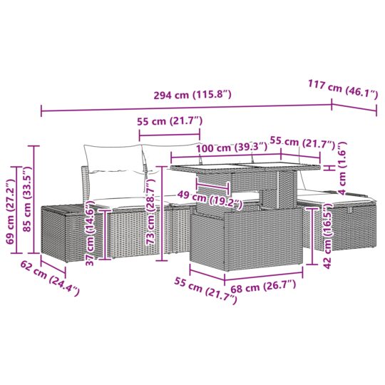 3359867 12 Set de canapele pentru grădină 6 pcs Bej Rattan poli 3359867 12