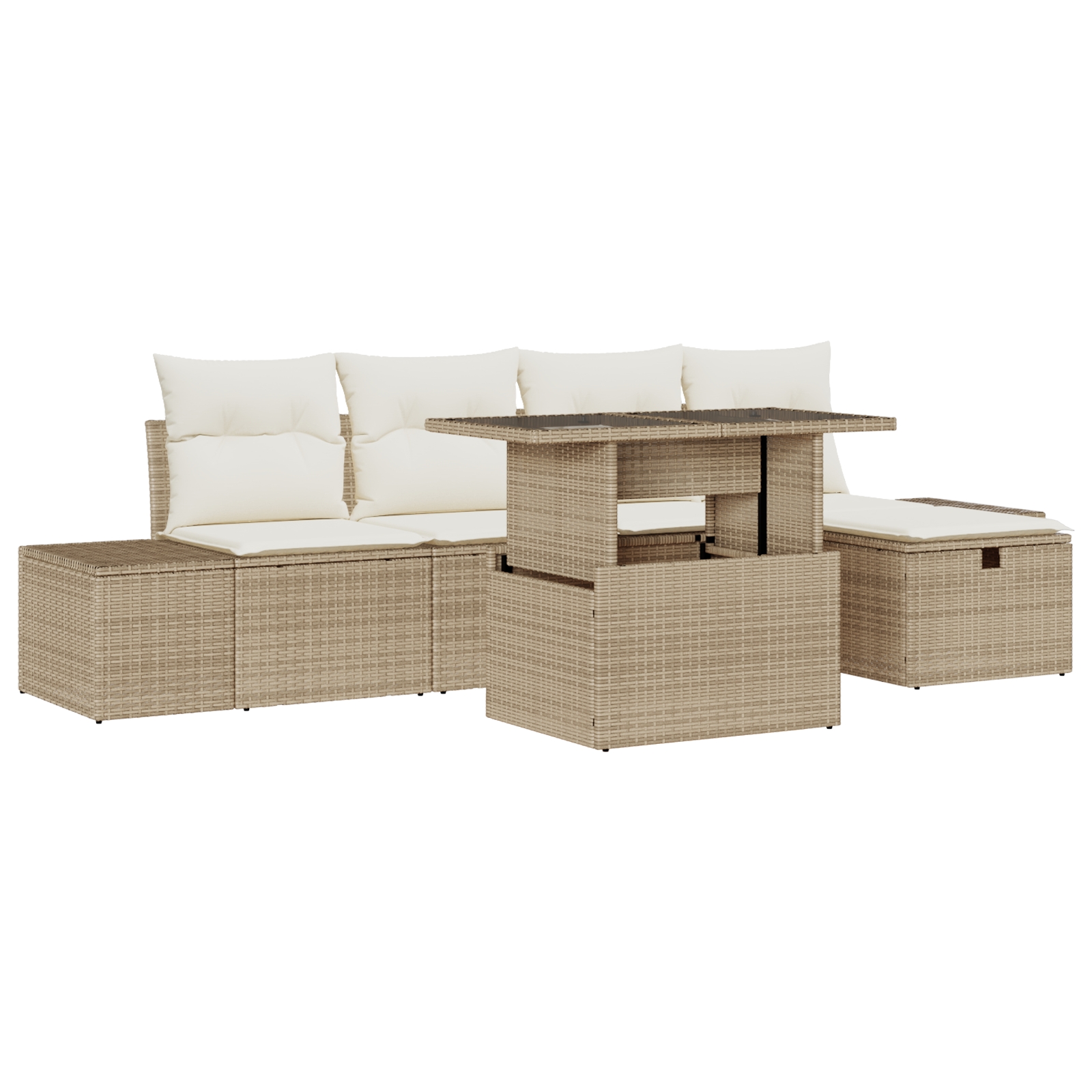 3359868 2 Set de canapele pentru grădină 6 pcs Bej Rattan poli Set de canapele pentru grădină 6 pcs Bej Rattan poli - imagine 2