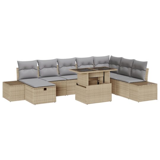 Alternative view of Set de canapele pentru grădină 11 pcs Bej Rattan poli